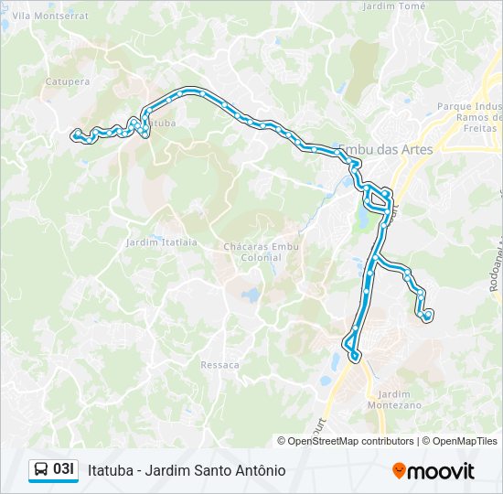Mapa da linha 03I de ônibus