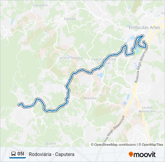 Mapa da linha 05I de ônibus