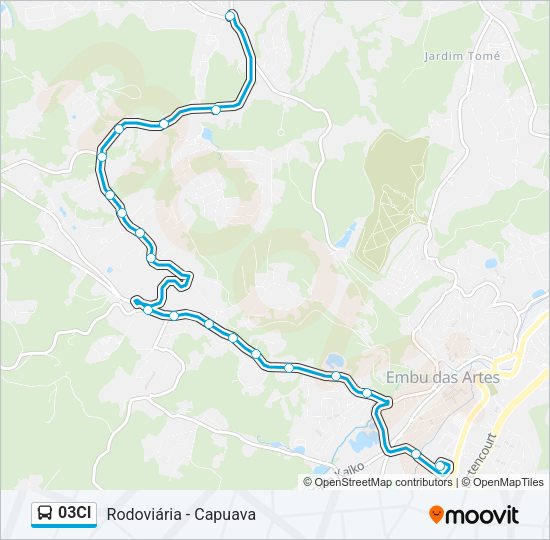 Mapa da linha 03CI de ônibus