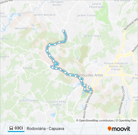 Mapa da linha 03CI de ônibus