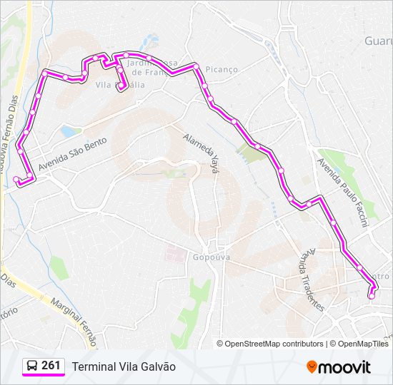 Mapa da linha 261 de 