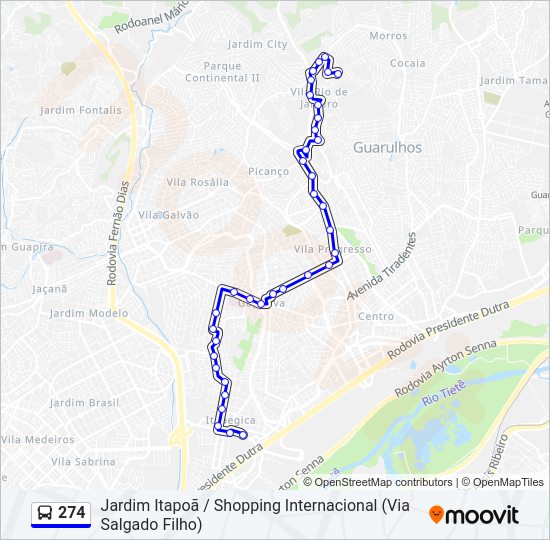 Mapa da linha 274 de 
