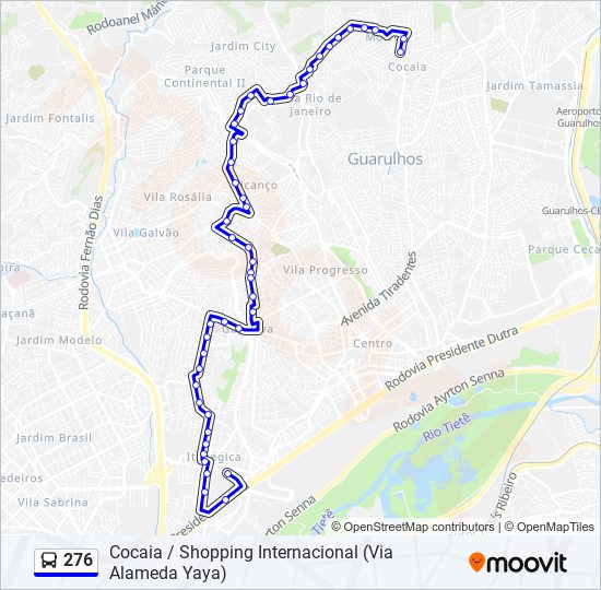 Mapa da linha 276 de ônibus