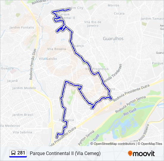 Mapa de 281 de autobús