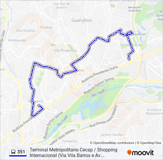 Mapa de 351 de autobús