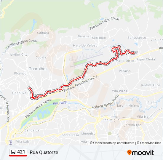 Mapa da linha 421 de 