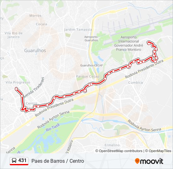 Mapa de 431 de autobús