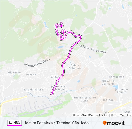 Mapa da linha 485 de ônibus