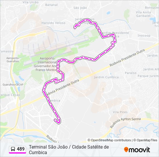 Mapa da linha 489 de ônibus