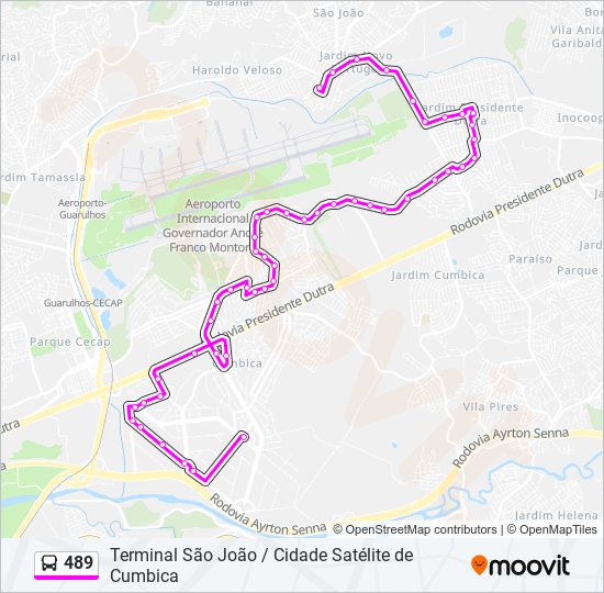 Mapa da linha 489 de ônibus