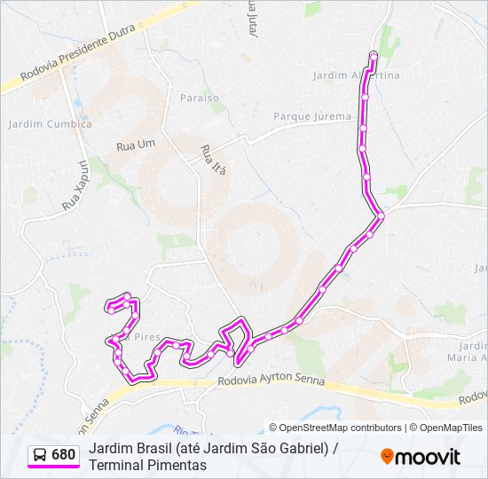 Mapa de 680 de autobús