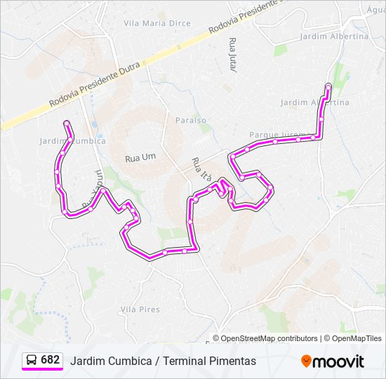 Mapa da linha 682 de ônibus