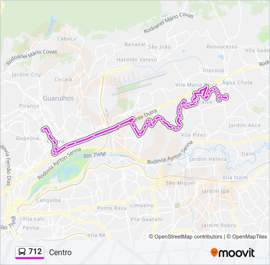 Mapa de 712 de autobús