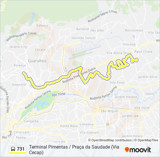 Mapa de 731 de autobús