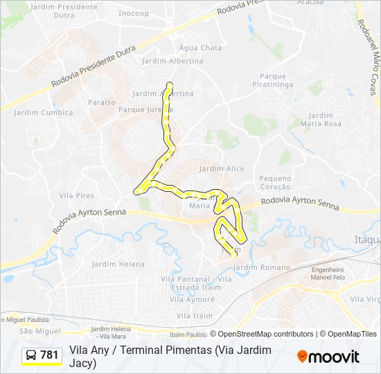 Mapa de 781 de autobús