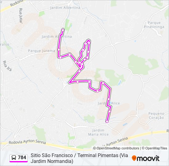 784 bus Line Map