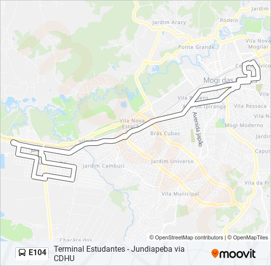 E104 bus Line Map