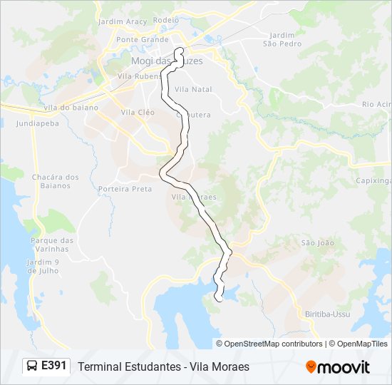 Mapa de E391 de autobús