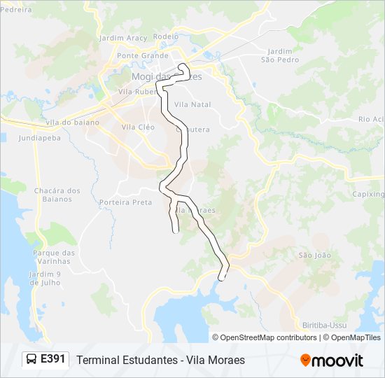 Mapa de E391 de autobús