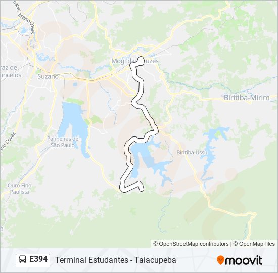 Mapa da linha E394 de ônibus