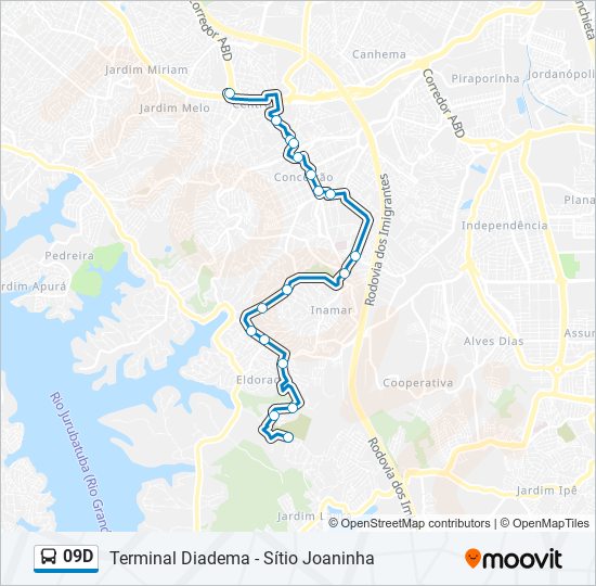 Rota da linha 38d: horários, paradas e mapas - Jardim Paineiras ↔ Terminal  Diadema (Atualizado)