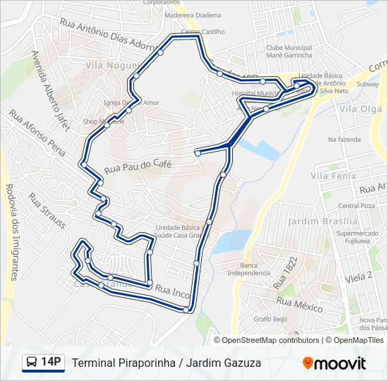 14P Bus Line Map