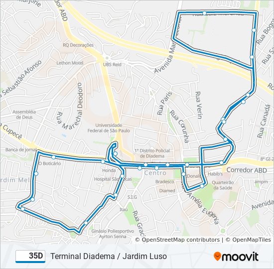 Mapa de 35D de autobús