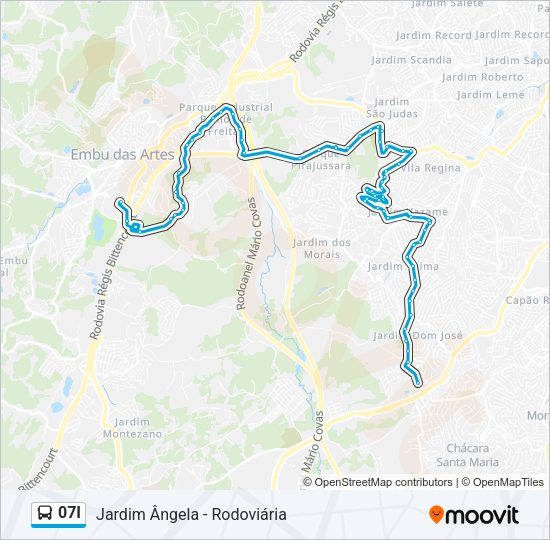 Mapa da linha 07I de ônibus