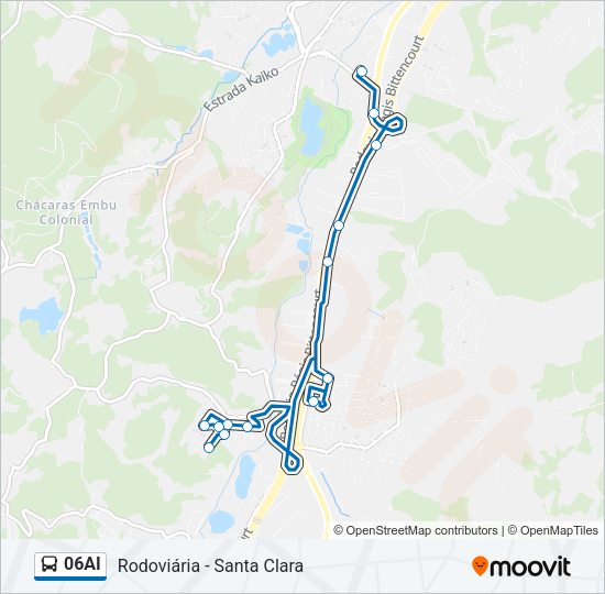 Mapa da linha 06AI de ônibus