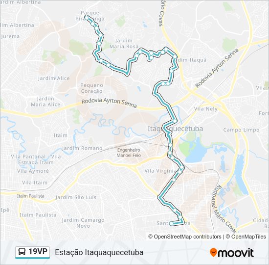 Mapa da linha 19VP de ônibus
