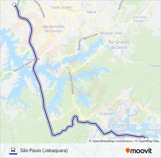 SÃO PAULO (JABAQUARA) - SANTOS Bus Line Map
