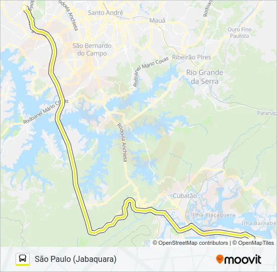 SÃO PAULO (JABAQUARA) - SANTOS Bus Line Map