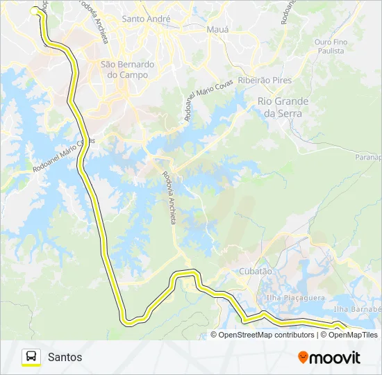 SÃO PAULO (JABAQUARA) - SANTOS Bus Line Map