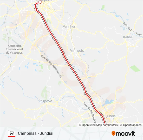CAMPINAS - JUNDIAÍ Bus Line Map