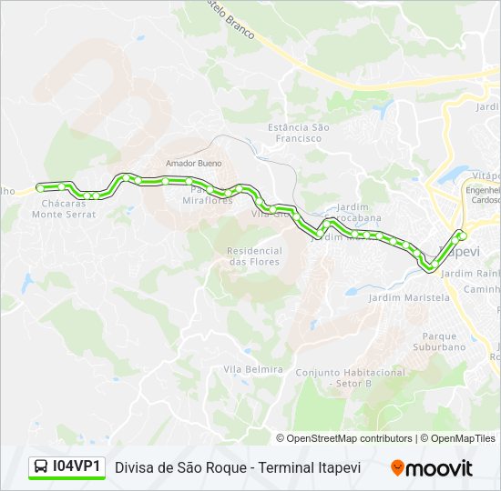 Mapa da linha I04VP1 de ônibus