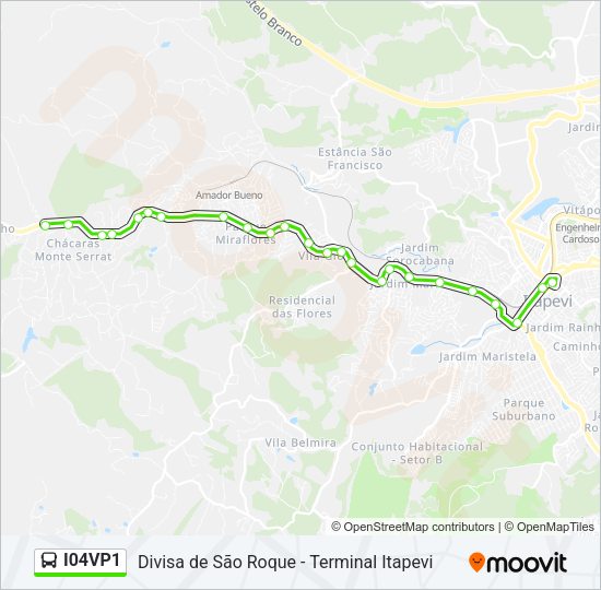 Mapa da linha I04VP1 de ônibus