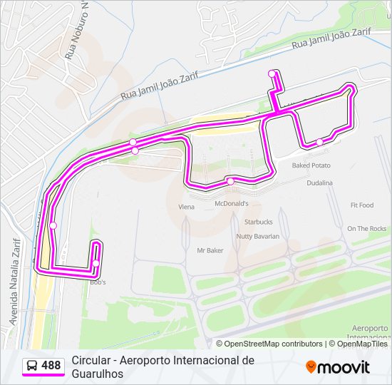 Mapa da linha 488 de ônibus