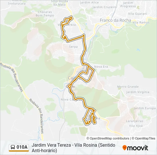 010A Bus Line Map
