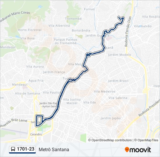 Mapa de 1701-23 de autobús