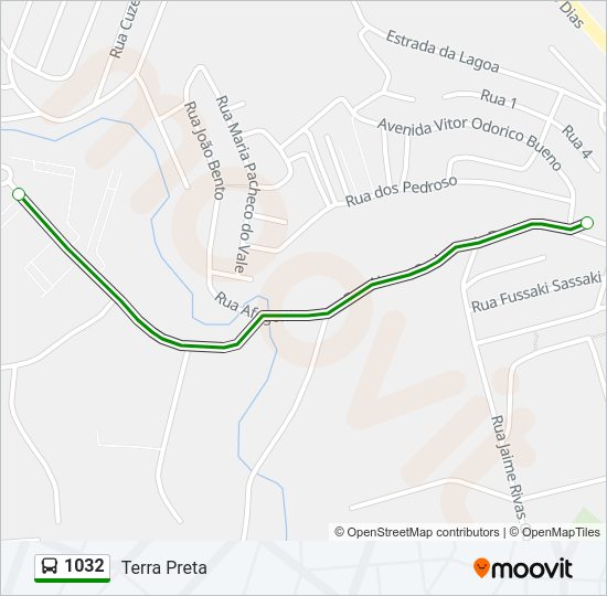Mapa da linha 1032 de ônibus