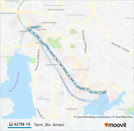 627M-10 Bus Line Map