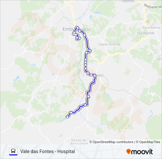 Mapa da linha VALE DAS FONTES - HOSPITAL de ônibus