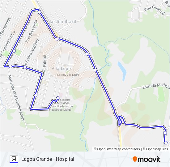Mapa da linha LAGOA GRANDE - HOSPITAL de ônibus