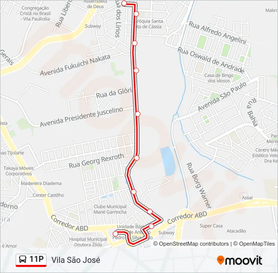 11P Bus Line Map