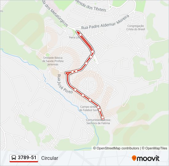 Mapa da linha 3789-51 de ônibus