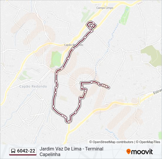 Mapa da linha 6042-22 de ônibus