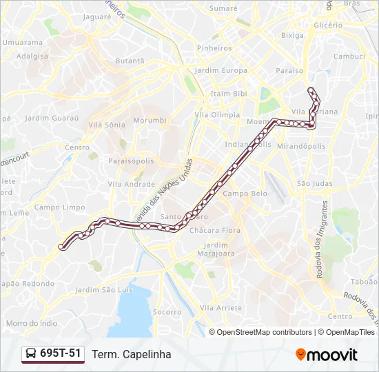 695T-51 Bus Line Map