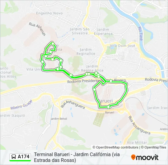 A174 Bus Line Map