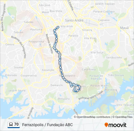 70 Bus Line Map