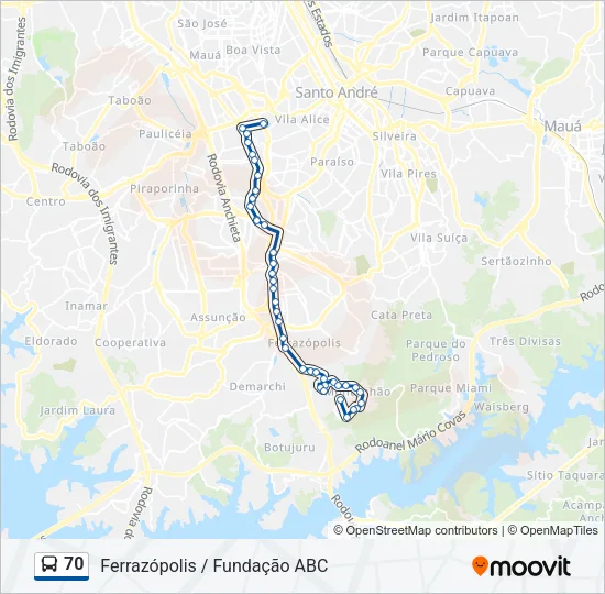 70 Bus Line Map